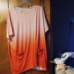 Pink and Orange Ombre T-Shirt with Pockets